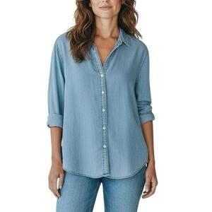 Banana Republic Denim Chambray Button Down Shirt Blue Jean Long Sleeve Small S